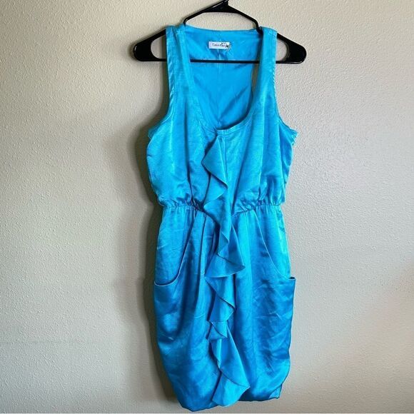 Calvin Klein Light Blue Ruffle Tank Dress Size 6 - Picture 1 of 6